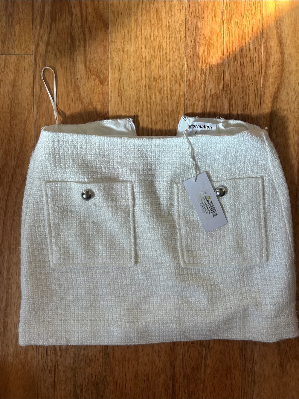ReformationTextured Pocket Mini Skirt in Off-White